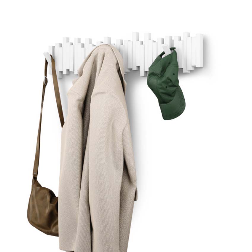 Kapstok Umbra Sticks kunststof wit 72x3x18cm 8 haken