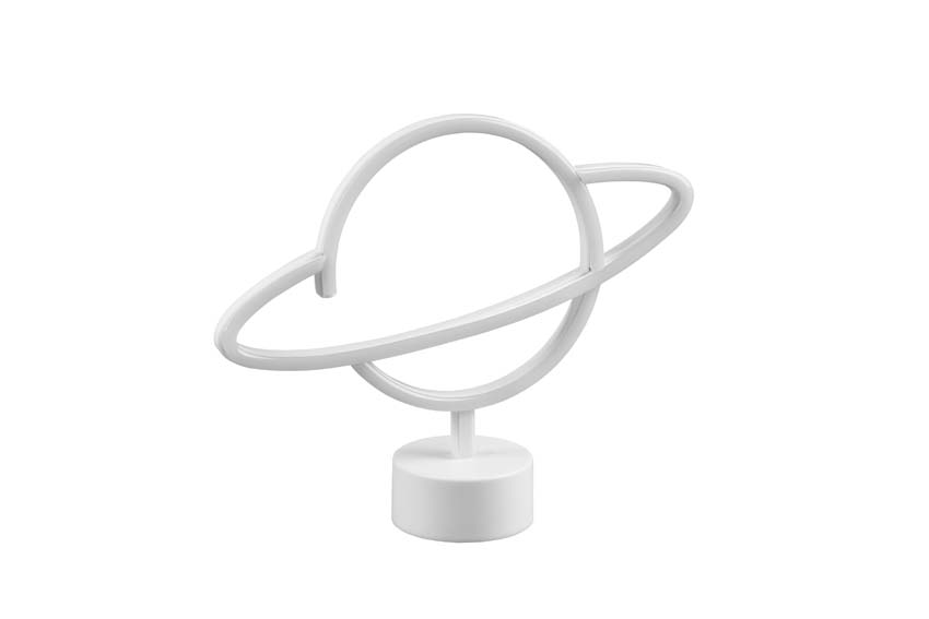 Lampe de table planète - blanc - 29x24,5cm - LED - 1x1,6W - RGB - USB/piles