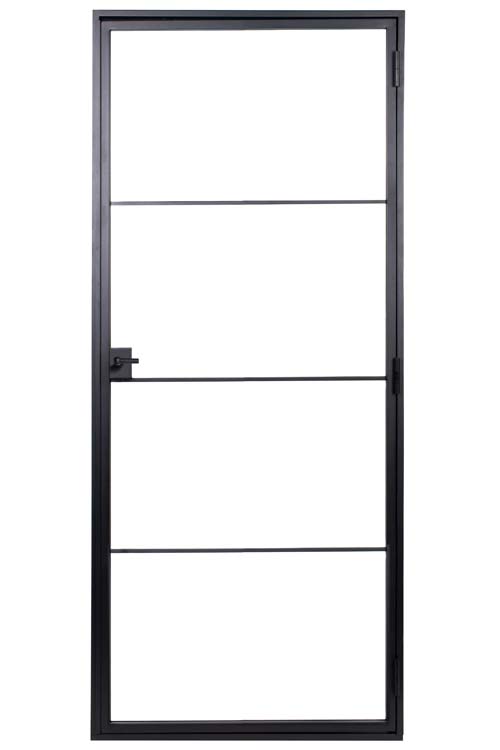 Porte intérieure simple en acier Black Glamour noir 4V poussant à gauche sur mesure