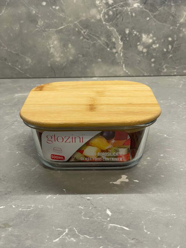 Boîte de stock en verre/bambou transparent 50cl