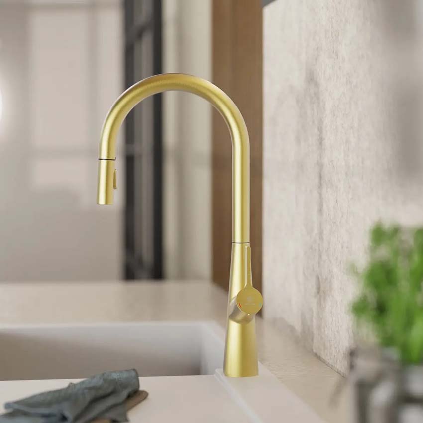 Robinet de cuisine Wasserwerk WK 9 Sphere or mat avec bec extractible
