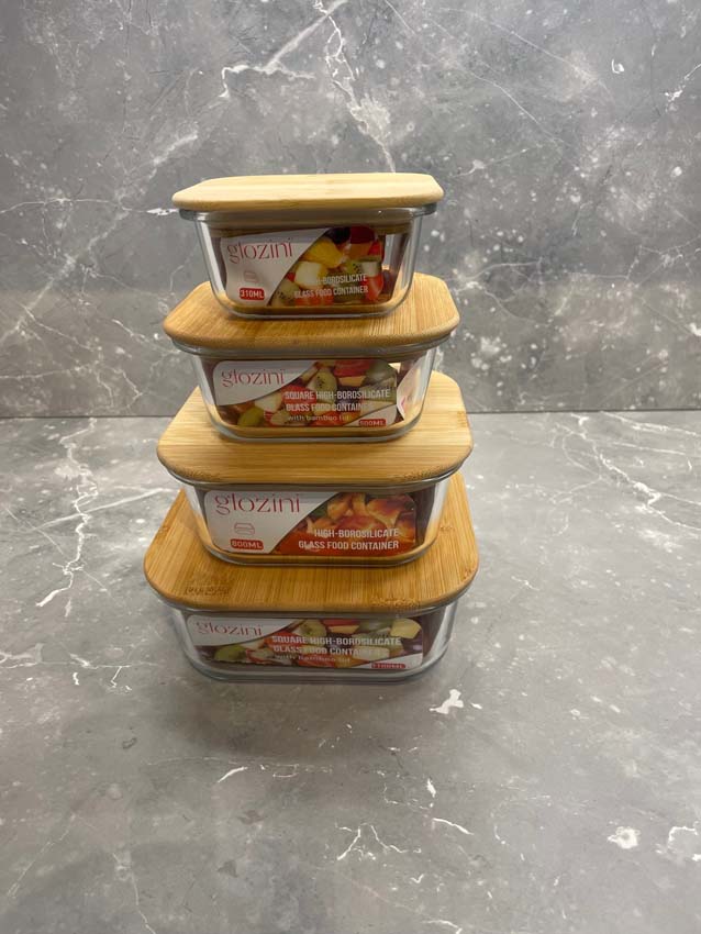 Boîte de stock en verre/bambou transparent 50cl