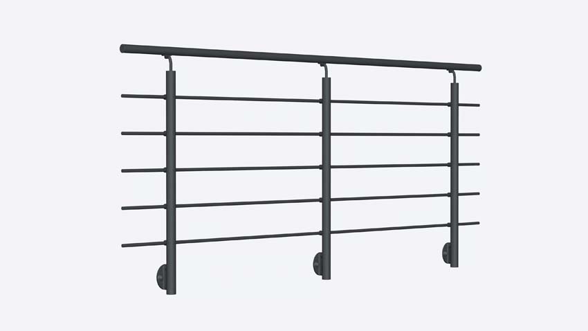 Kit borstwering Grode aluminium antraciet 250cm laterale bevestiging