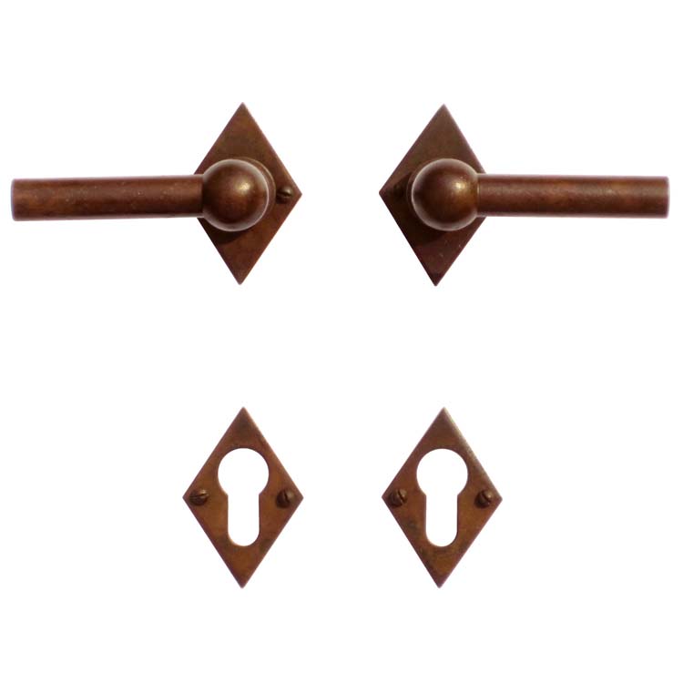 Poignée porte pro pienza nouv L+L rouille carreau rosace cylindre