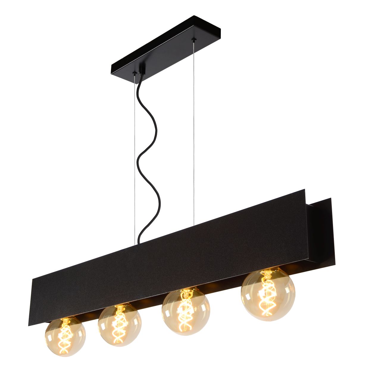 Suspension - noir - 90x7x130cm - dimmable - 4xE27 - 60W