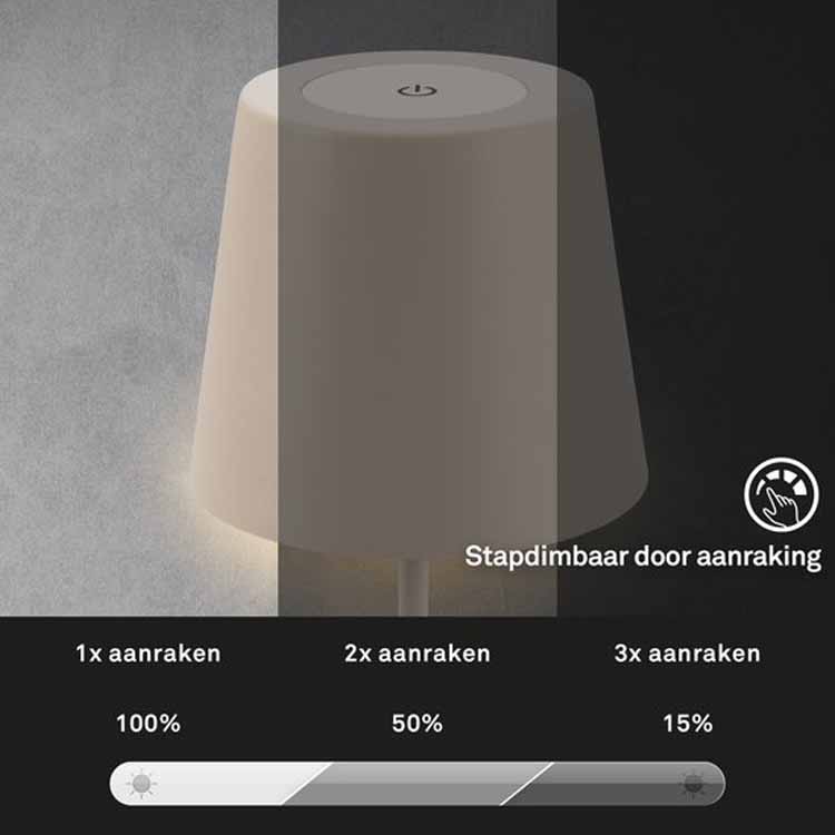 Lampe de table Averio - beige - hauteur réglable - dimmable - LED - 2.5W - 2700K - IP44 - USB