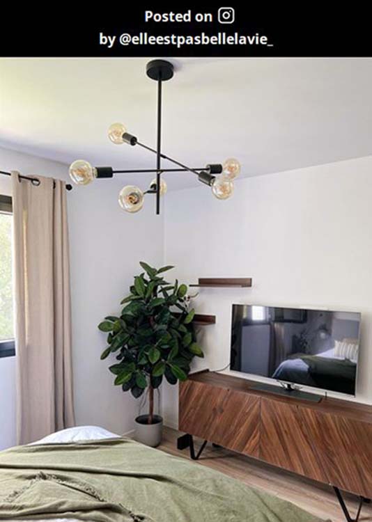 Plafonnier - noir - 6xE27 - 60W