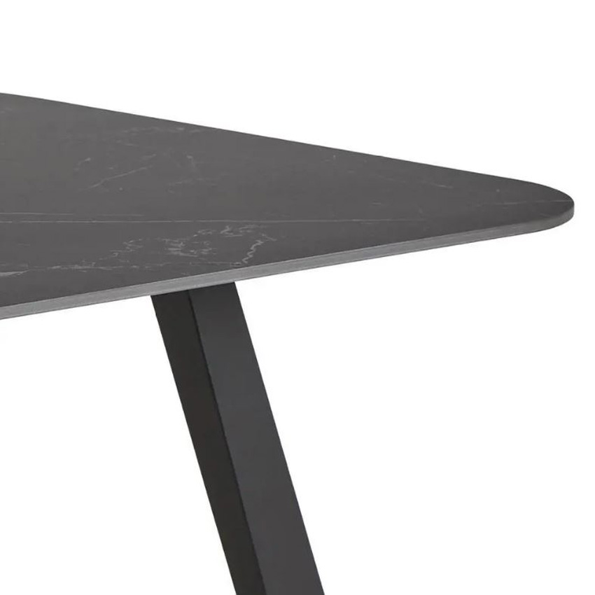 Eetkamertafel Etna keramiek zwart 90x180cm + rechte poten zwart
