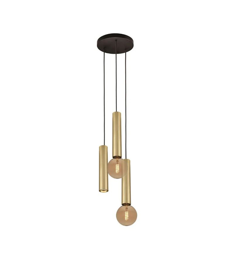 Hanglamp - zwart/geborsteld goud - Ø26xH116,5cm - dimbaar - GU10/E27 - 3x50W