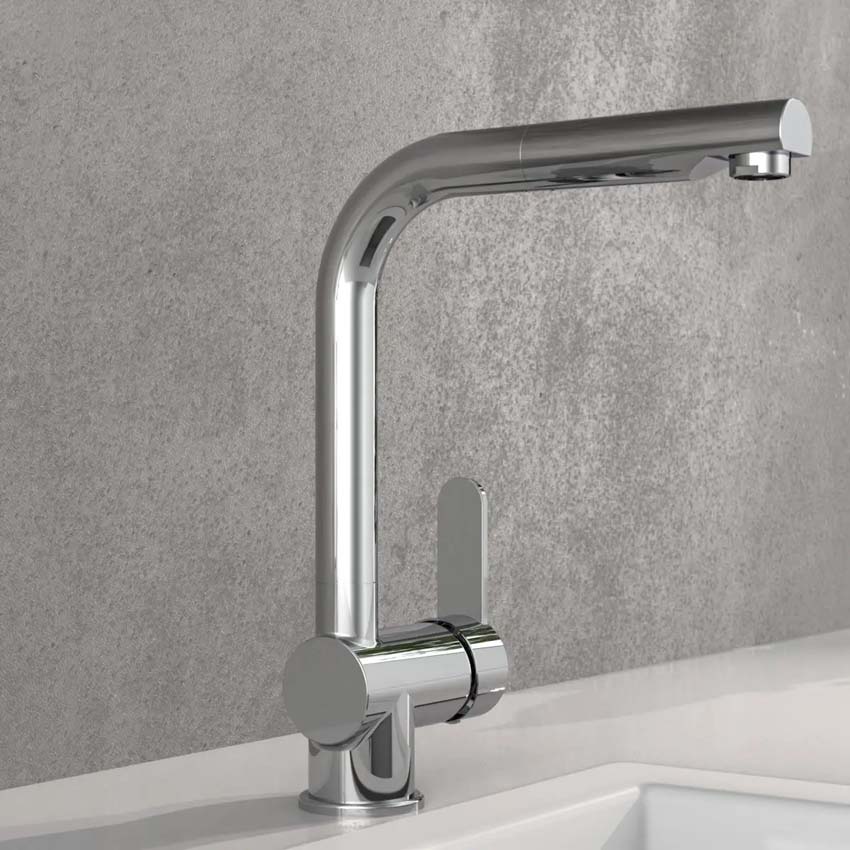Keukenkraan Frederik chroom met uittrekbare uitloop