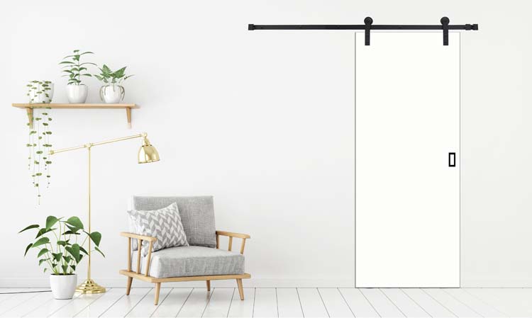 Complete enkele schuifdeur Palladium wit 93x211,5cm + rail robust zwart