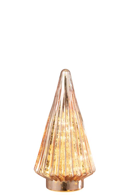 Sapin de Noël en verre rose à leds grand 24 cm