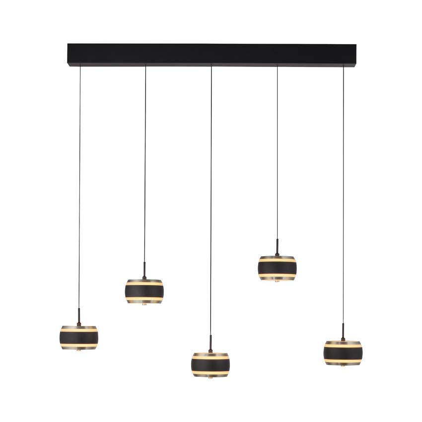 Suspension Easy Lift - Noir - 101cm - Dimmable - 5x8W - 2200-5000K - avec télécommande