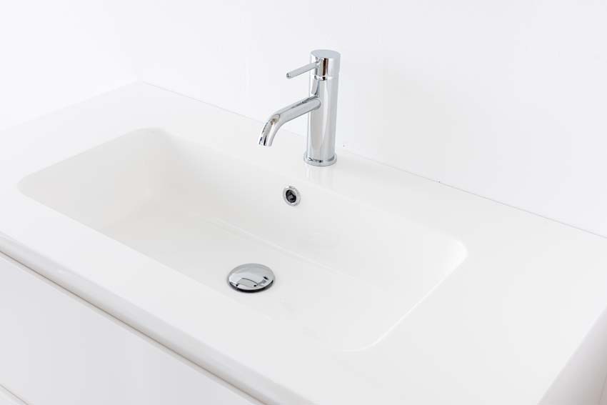 Meuble de salle de bain Tibo blanc avec lavabo simple blanc brillant 90cm