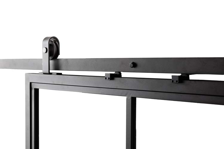 Complete enkele stalen schuifdeur Tyra 8R op maat + rail zwart