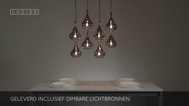 Lucide TEARS - Hanglamp - LED Dimb. - G4 - 8x1,5W 3000K - Zwart