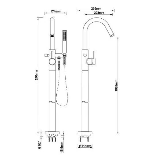 Robinet de baignoire Kaylee à poser doré