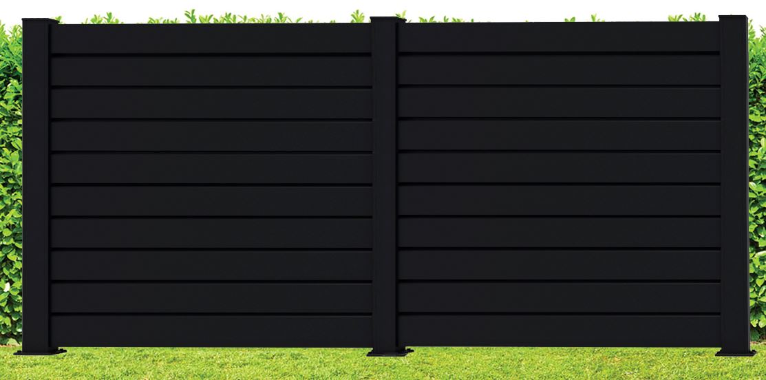 Clôture Havana aluminium noir 2 panneaux 180x428cm