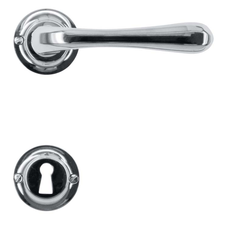 Poignée de porte pro alassio nickelé rosace barbe