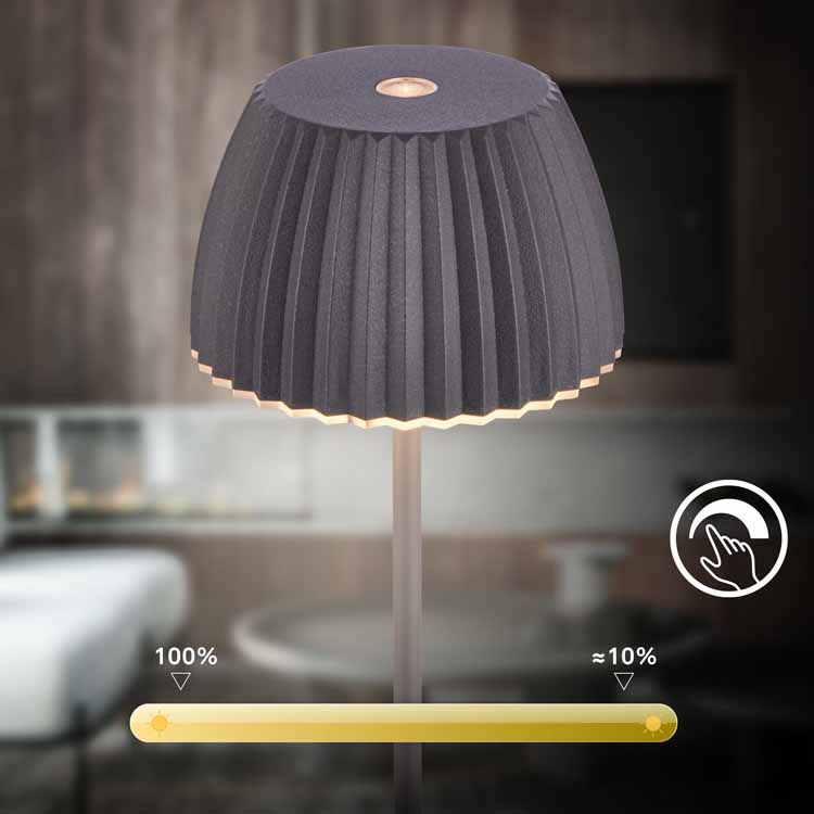 Lampe de table Elvoro - noir - 20cm - dimmable - LED - 1.5W - 2700K - IP44 - USB