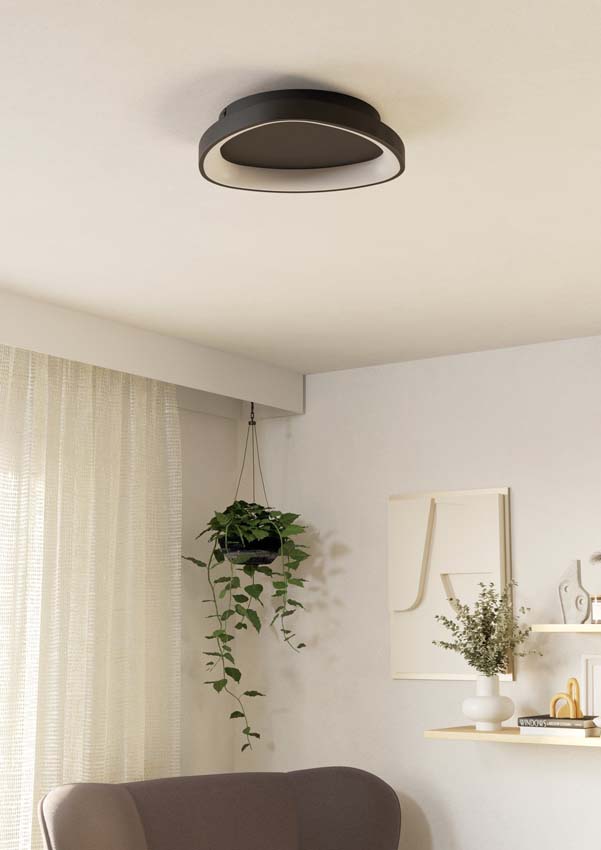 Plafonnier - Noir - Ø35cm - Dimmable - LED - 1x14W - 2700-6500K - télécommande