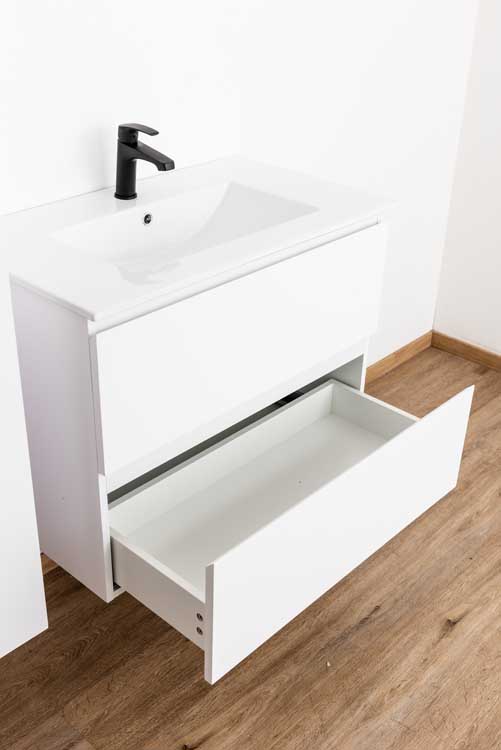 Badkamermeubel Bianca mat wit 800 mm wastafel glans