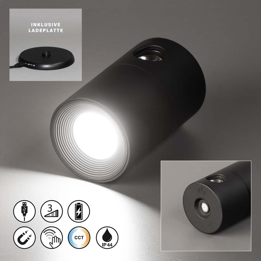 Mix&Match tête de spot type G - noir - 1.5W - 2700K/4000K/5700K - IP44 - avec aimant