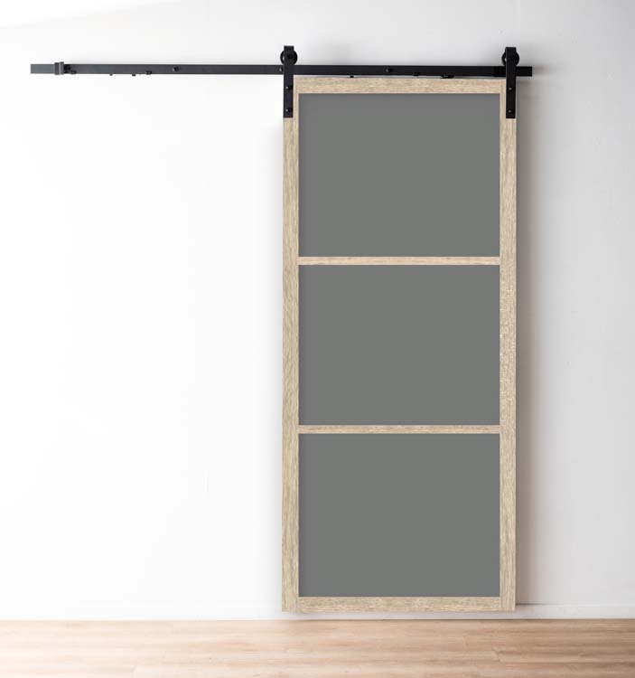 Schuifdeur steellook m.blanc gerookt +rail robust zwart 93x211,5cm