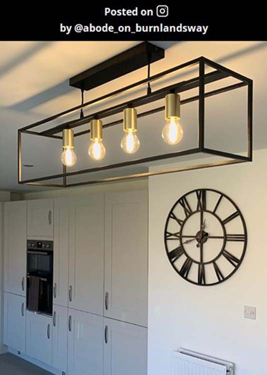 Hanglamp - zwart/goud - vierkant - 4xE27 - 40W