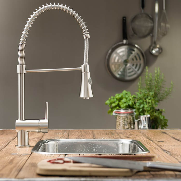 Keukenkraan Charlotte inox-look spiraalveer