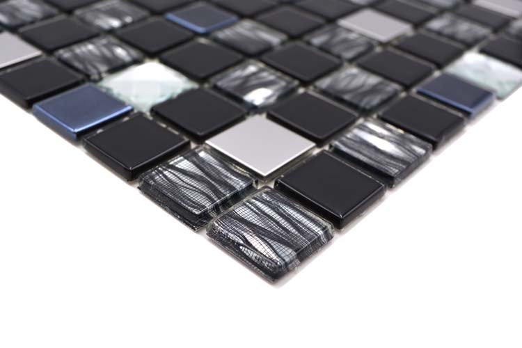 Mosaïque Crystal Verre noir brillant 30x30cm
