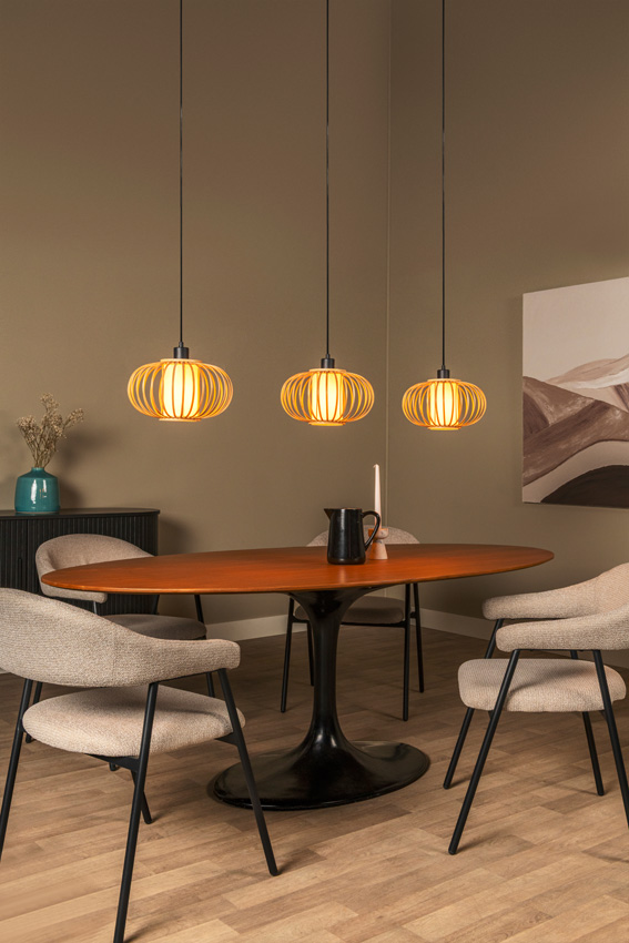 Lucide Essential Thuline - Hanglamp - 3xE27 - Lichte houtlook