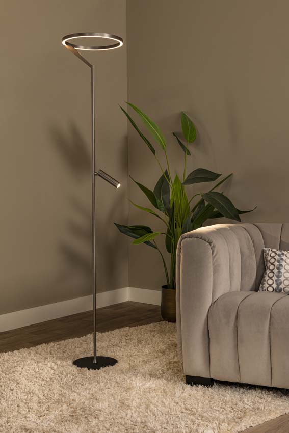 Lucide Premium Applause - Lampadaire - Ø33cm - LED dimmable - CCT - 2700K/4000K - Fer gris
