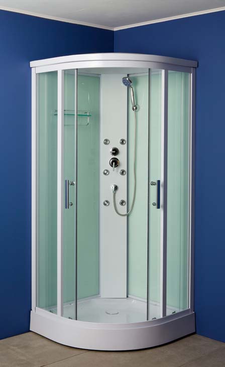 Douchecabine Asterix hoek wit schuifdeuren 90x90x213cm