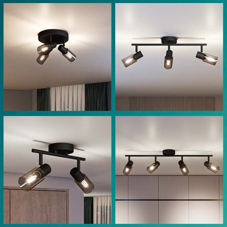 Opbouwspot - glas lang - dimbaar - E14 - 1x25W - excl lamp - zwart