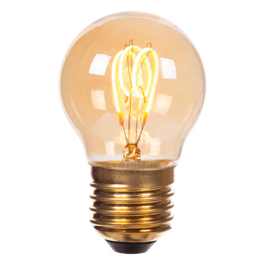 Lucide P45 - Filament lamp - Ø4,5cm - LED 3 StepDimbaar (Memory) - E14 - 1x3W 2200K - Amber