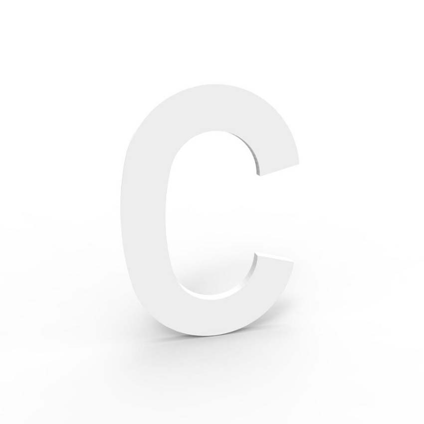 Huisnummer C eSafe aluminium wit 5cm / 1,5mm dikte