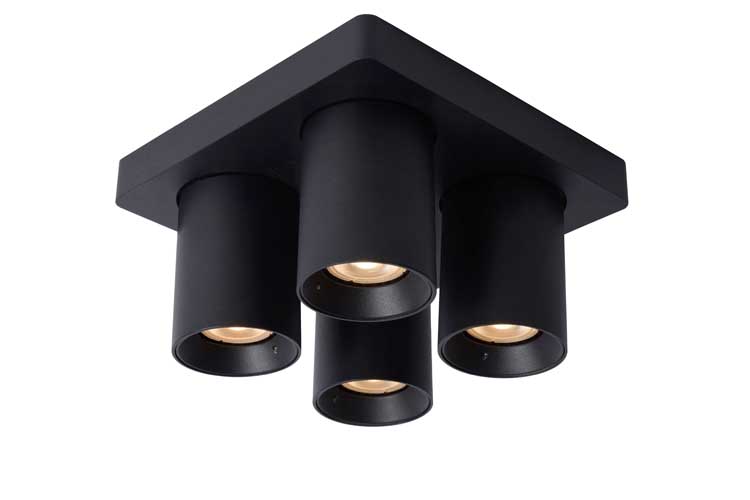 Lucide NIGEL - Plafondspot - LED Dimb. - 4xGU10/5W - Zwart