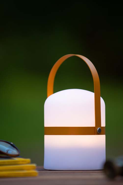 Tafellamp Buiten - Ø 10 cm - LED Dimb. - 1x0,3W 3200K - IP44 - 3 StepDim - Wit Bruin