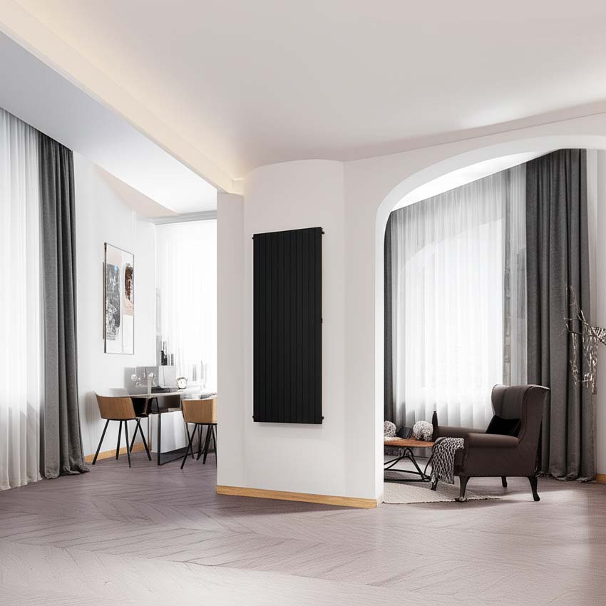 Designradiator Duke enkel 180x60cm mat zwart 1803Watt