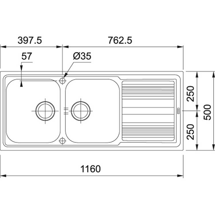 Évier Franke Logical inox 2 bacs 116x50cm