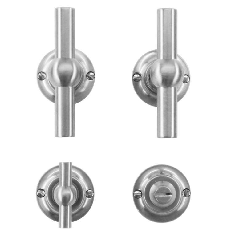 Poignée porte pro pienza nouveau T+T look inox + serrure toilette