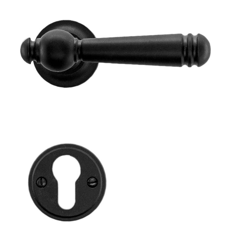 Poignée de porte pro calabria noir rosace cylindre