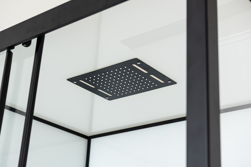 Cabine de douche Adele thermostatique gauche/droite noir/blanc porte coulissante 115x90x225cm