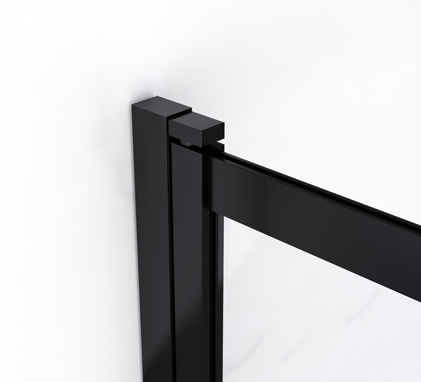 Pare-baignoire Unna verre/noir mat extensible 100x145cm