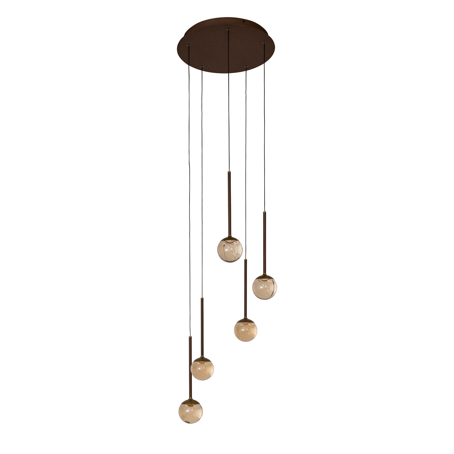 Lucide Premium Calina - Suspension - Ø41,9cm - LED Dim. - CCT - 5X8,2W 2200K/3300K - Avec module LED remplaçable - Ambre
