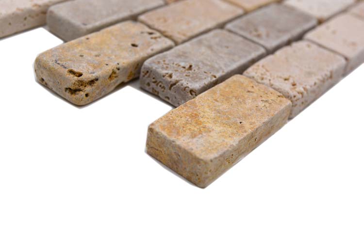 Mosaïque Brick Mix Travertin mat 30,5x30,5cm