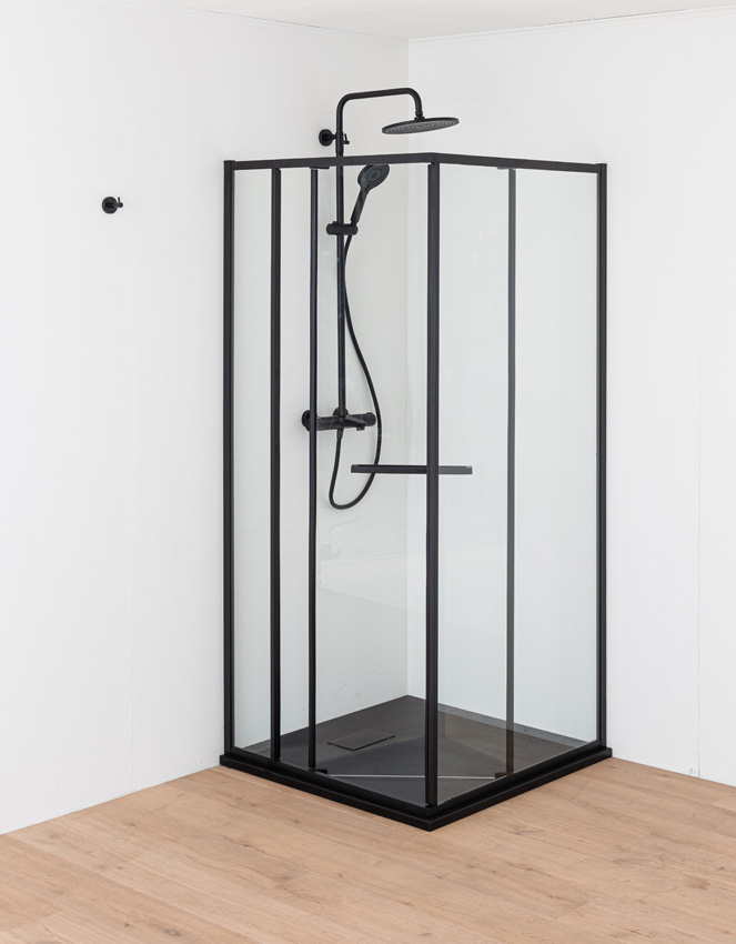 Douche d'angle Ares noir mat 90x90x190cm