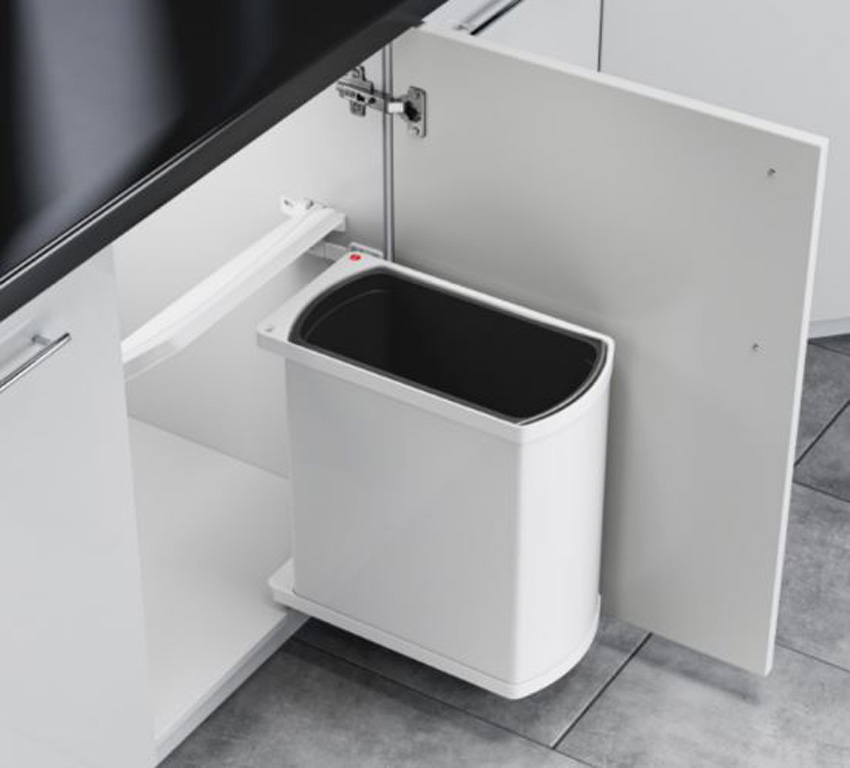 Poubelle encastrable Hailo Uno blanche 18L pour porte battante