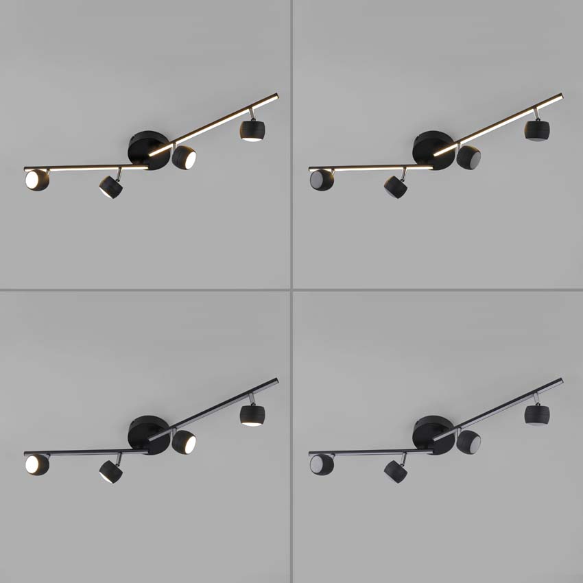 Opbouwspot - zwart - 13x75cm - dimbaar - 4x5,35W - 3000K